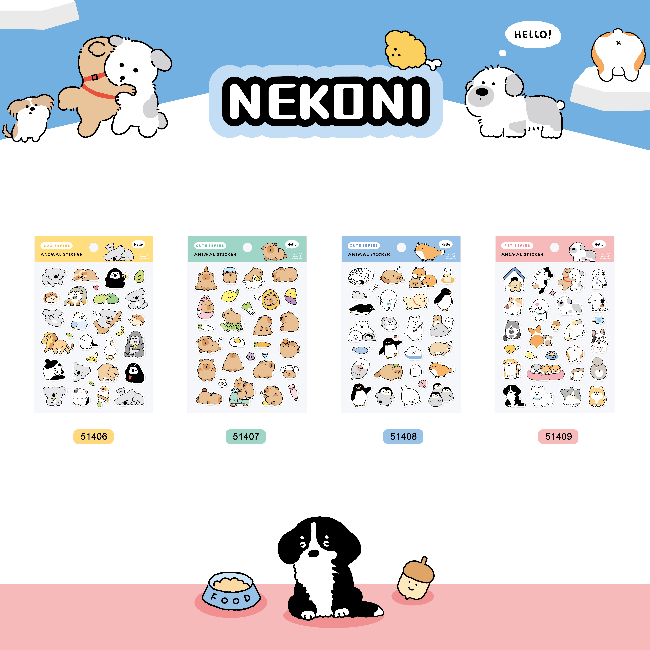 nekoni韩风透明闪膜手账贴纸第二季卡皮巴拉动物园DIY相册装饰贴